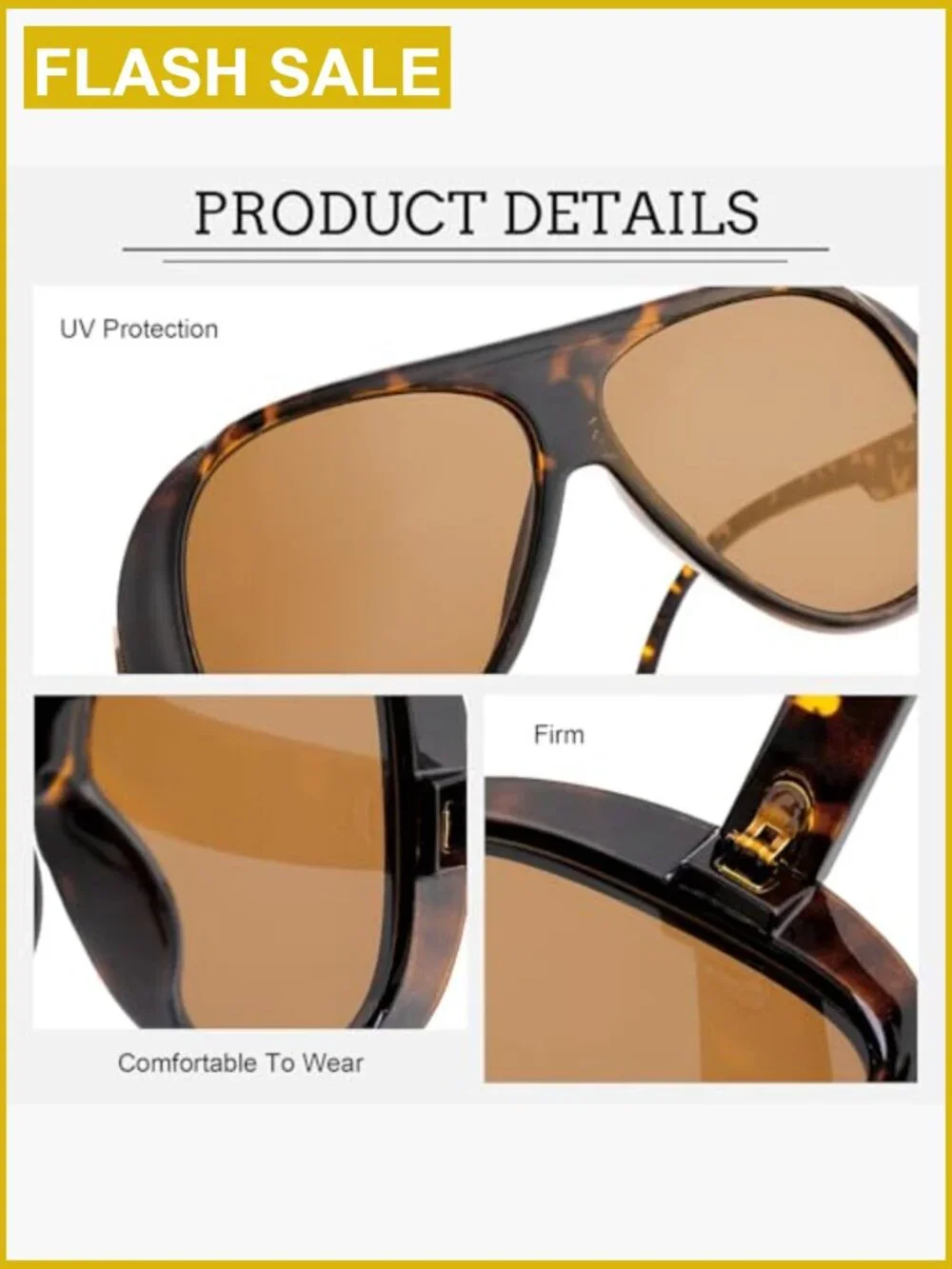 3 Pack Retro Oversized Aviator Sunglasses UV400 Protection